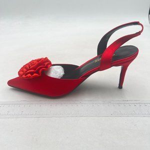 Wansseny Red Graceful Flower Decoration Pointed Toe Sandals High Heel Shoe